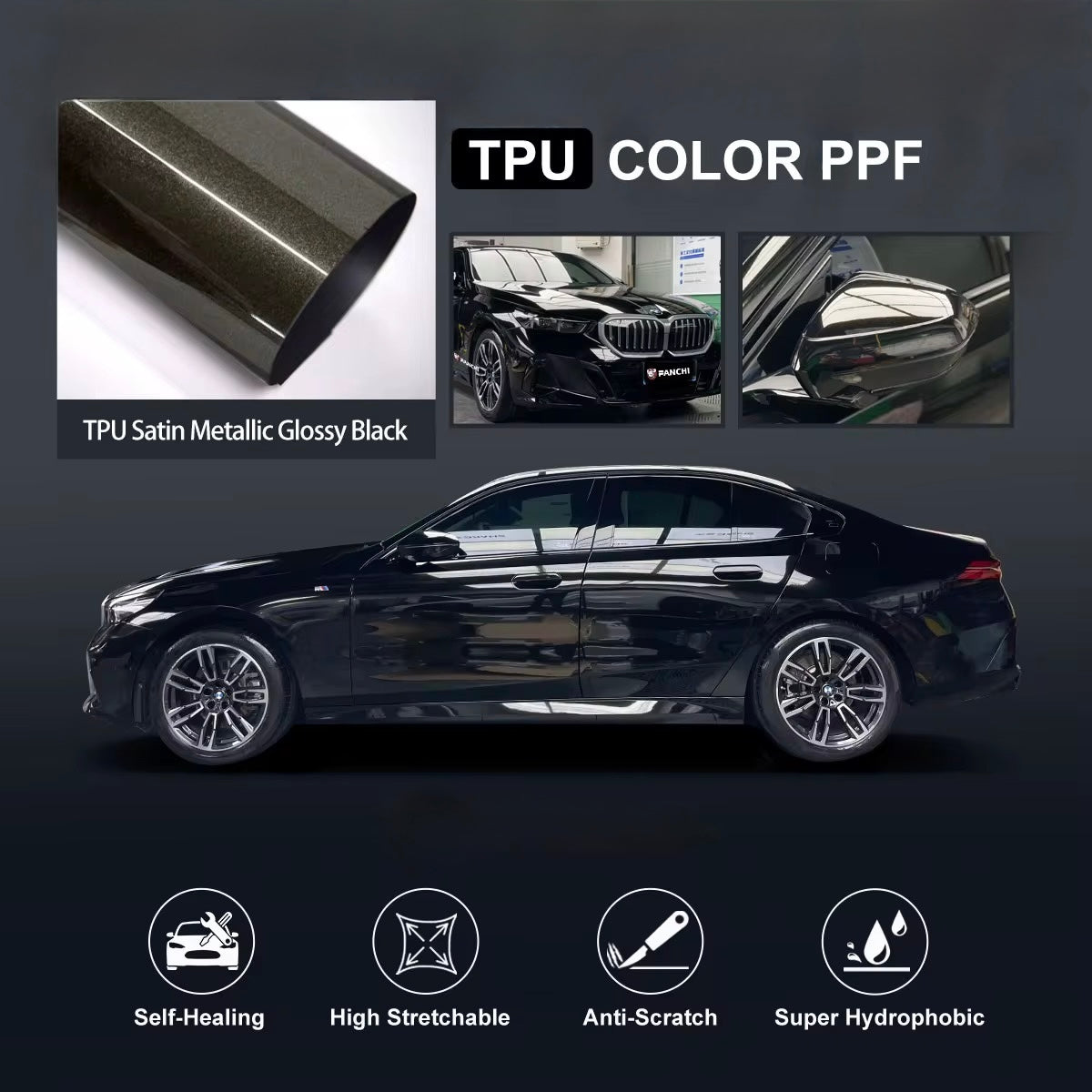 TPU Satin Metallic Glossy Black